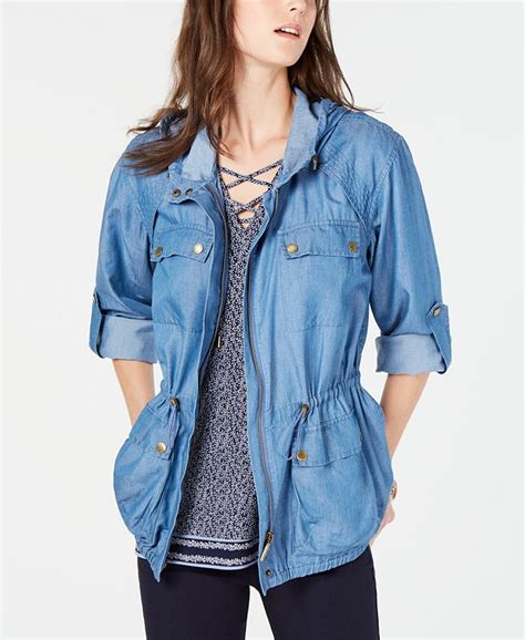 michael kors military style jacket|Michael Kors denim jacket.